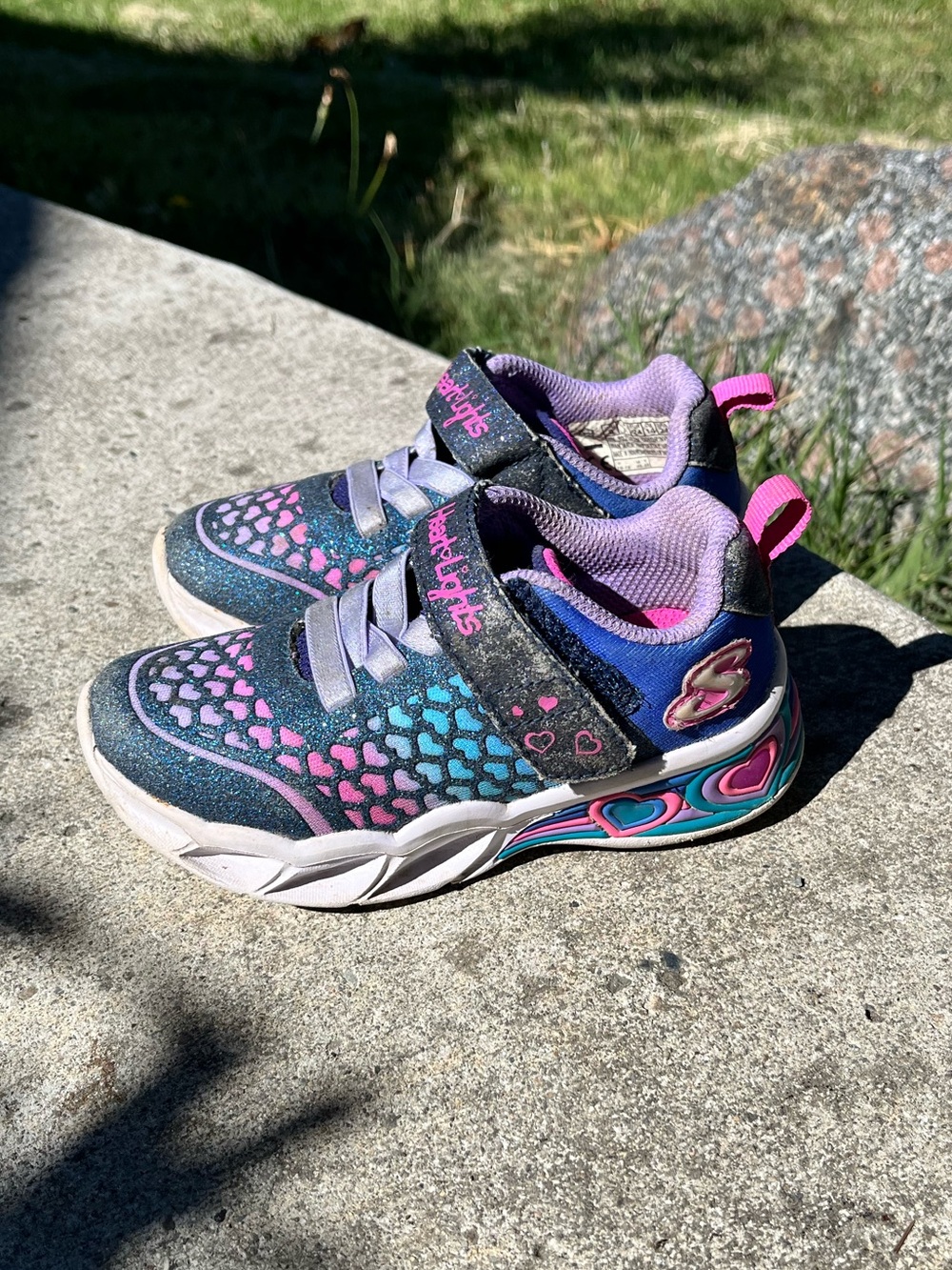 Skechers Kids Light-Up Sneakers in Navy & Pink